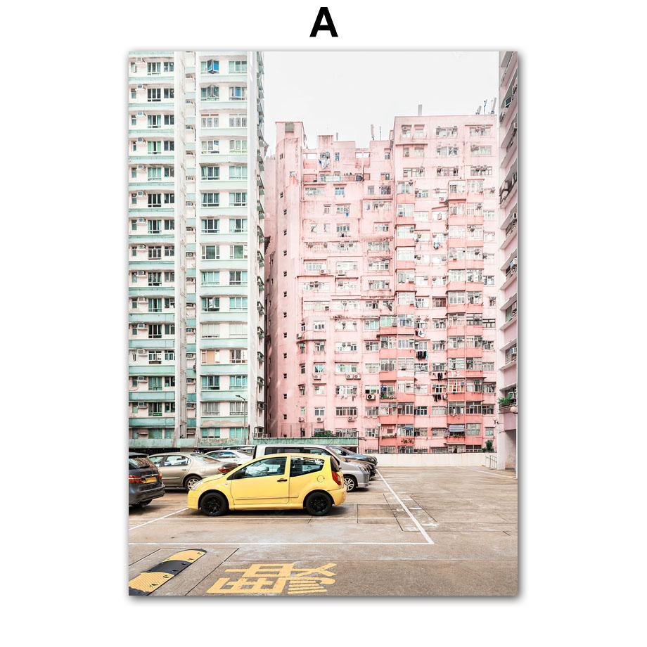 London Pink City Retro Car Ferris Wheel Wall Art Canvas Painting Nordic Posters And Prints Wall Pictures For Living Room Decor