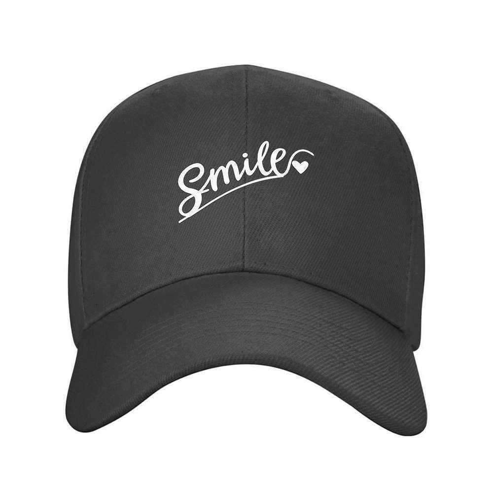 Smile Text Baseball Cap Unisex Adjustable Strap Solid Color Casual Outdoor Hat