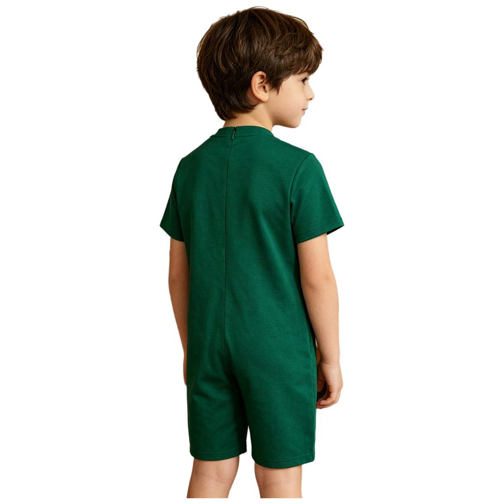 Boys Dinosaur Jumpsuit Short Sleeve Back Invisible Zipper Thigh Length Adaptive Bodysuit Special Needs
