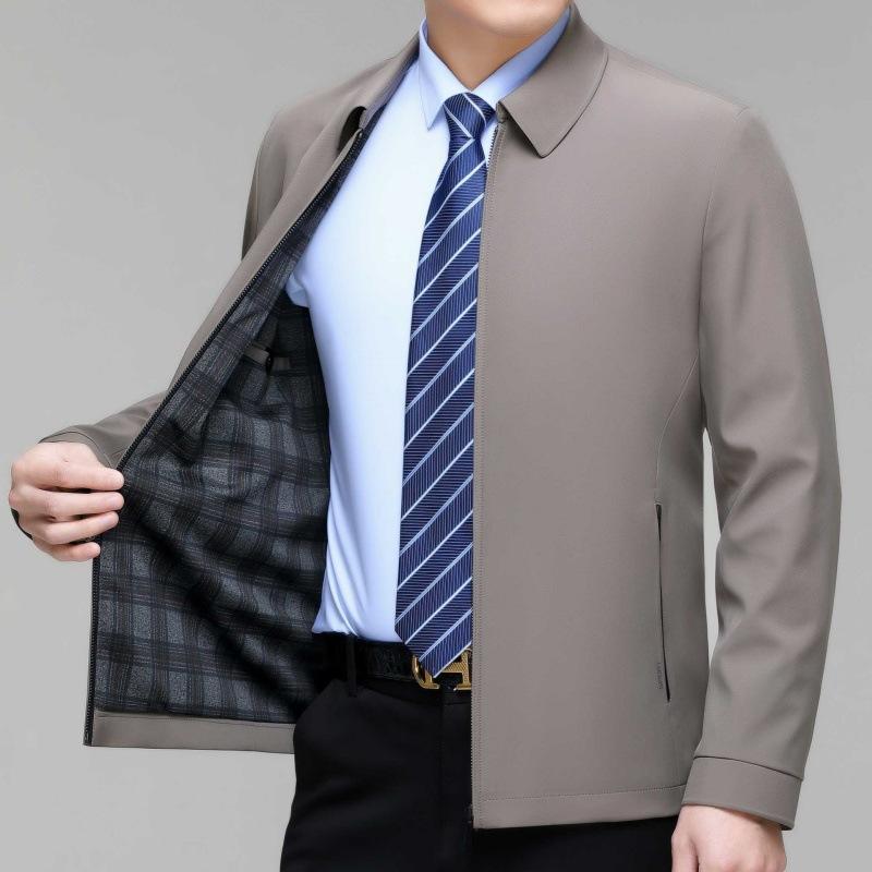 High-end Mulberry Silk Jacket Men's Spring and Autumn Middle-aged Men's Tops Casual Jackets Large Size Middle-aged Dad Tops