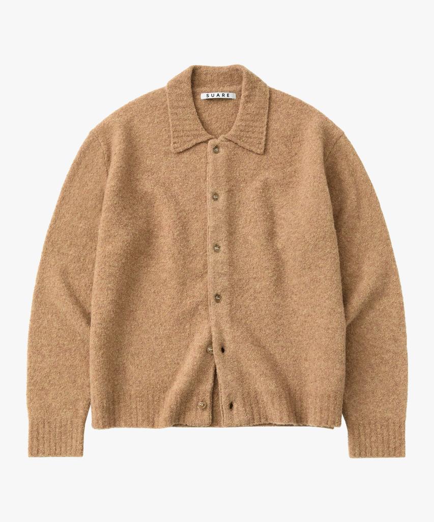 SUARE 80% Wool Boucle Collar Cardigan Cracker Beige