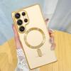 Strong Magnetic Magsafe Case For Samsung Galaxy S25 EDGE S24 S23 S21 FE S22 Ultra Plus Luxury Plating Silicone Soft Clear Cover