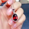 Red Oval Shape Gorgeous Personalized Clavicle Chain Simple Crystal Necklace For Women Charm Wedding Engagement