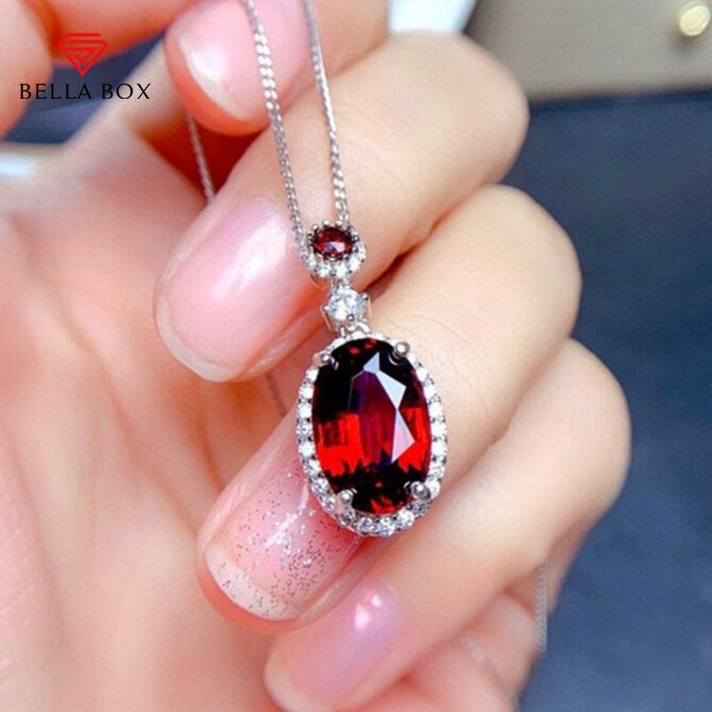 BELLA BOX Red Oval Shape Gorgeous Personalized Clavicle Chain Simple Crystal Necklace For Women Charm Wedding Engagement