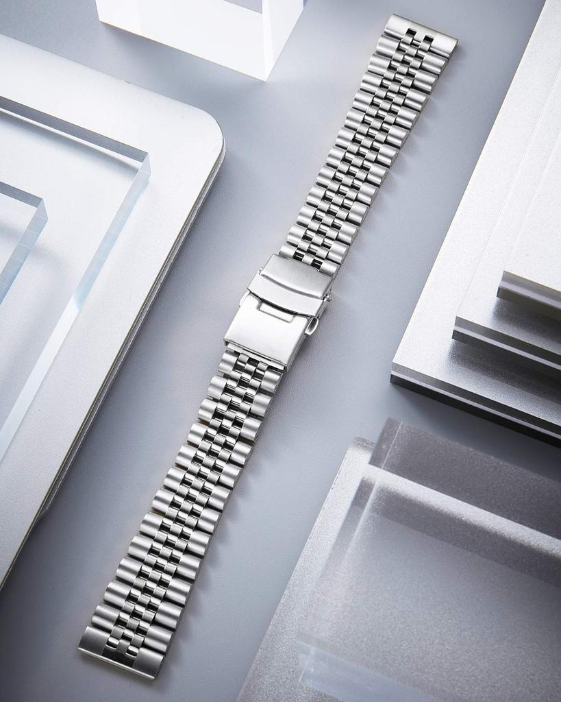 BINLUN Часы из нержавеющей стали Металлические часы Прочный сменный ремешок для смарт-часов Включает инструмент для регулировки Ремешок, 18 мм, 20 мм, 22 мм, 24 мм, 26 мм, Ремешок,