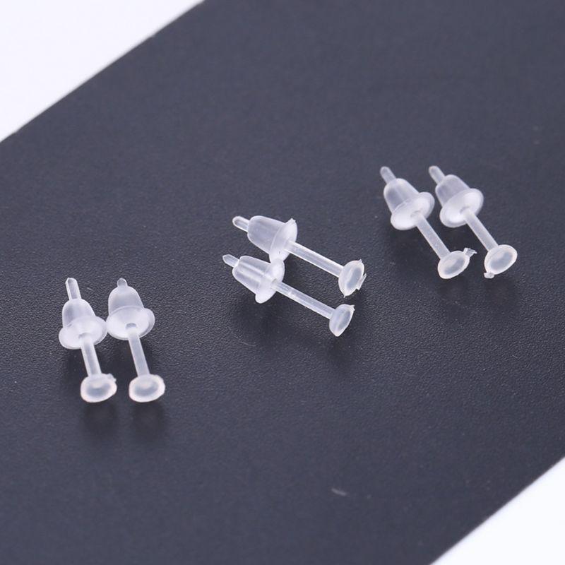 100 комплектов, гипоаллергенные простые пластиковые серьги, прозрачные заколки для ушей, игольчатые и смоляные спинки для сережек, аксессуары для ушей «сделай сам»