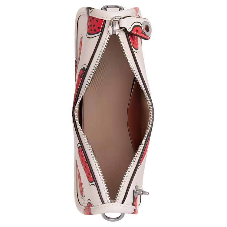 Coach Swinger 20 Strawberry Print Top Zip Closure Glove Tanned Leather Handheld Shoulder Bag Small Women handbags Chalk Multicolor CT881-LHCAH