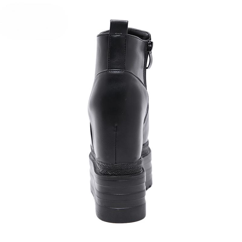 Женские сапоги на высокой платформе, модные высокие каблуки, ботильоны, женские, черные, на танкетке, женские, осень