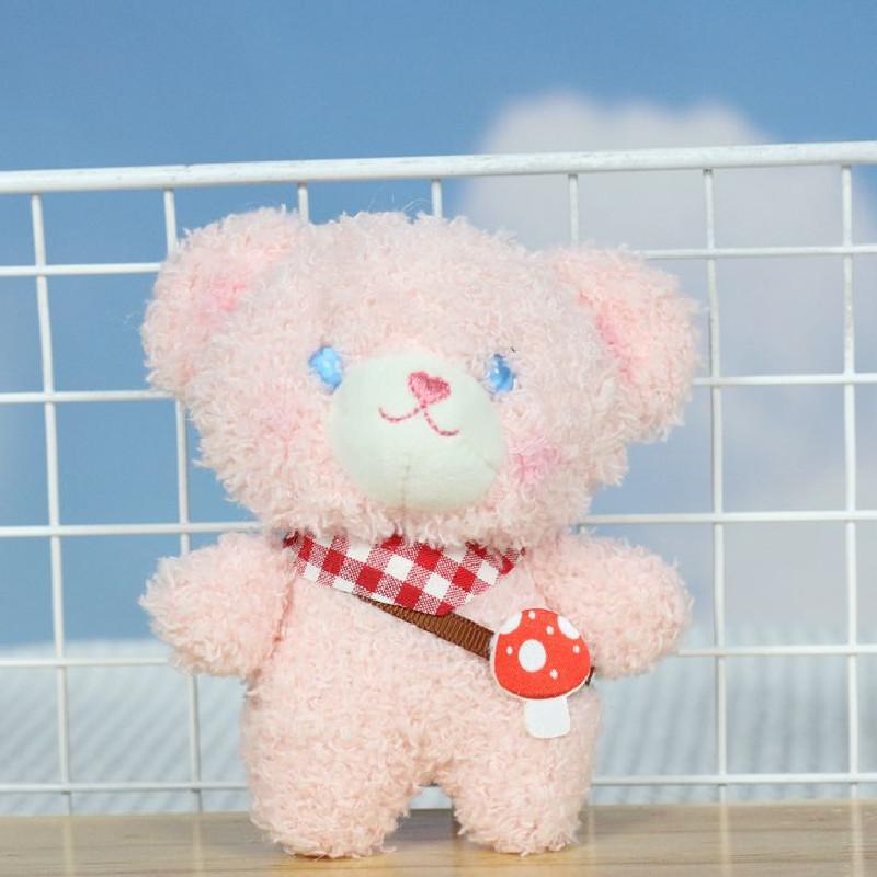Adorable Plush Teddy Bear Cute Mushroom Bear Keychain Soft Stuffed Toy 12cm