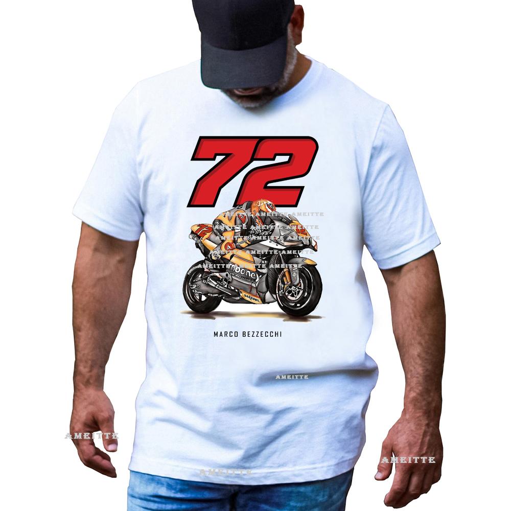 Marco Bezzecchi Bez Pilot 72 Gp Race Riding Tshirt Summer Unisex Short Sleeve Sport Boy Hip Hop Casual White Tops Unisexs Ride Tees