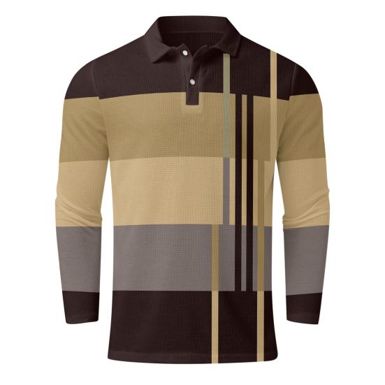 Мужской весенне-осенний топ с цветными блоками и пуговицами с отложным воротником и длинным рукавом, мягкая дышащая повседневная мужская рубашка средней длины в деловом стиле