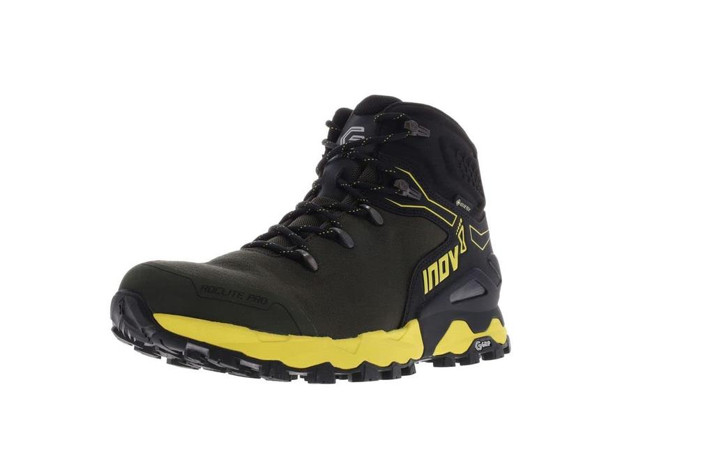 Треккинговые ботинки ROCLITE PRO G 400 GTX V2 Olive x Inov-8, альпинизм, поход, мужские, графеновые, Gore-Tex, мужские, желтые, 25.0 см