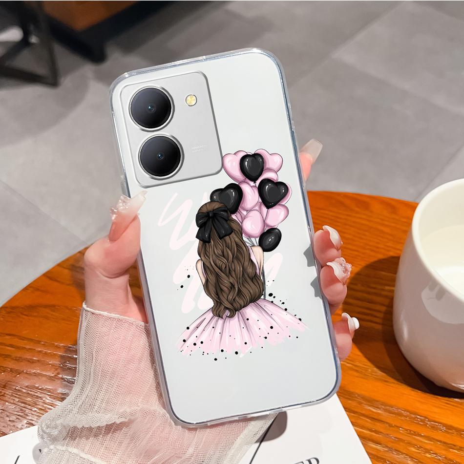 Креативный чехол для Vivo Y36 5G Мягкий прозрачный ТПУ Силикон Модель V2248 Тонкий корпус телефона Ударопрочный Защитная задняя крышка Чехол