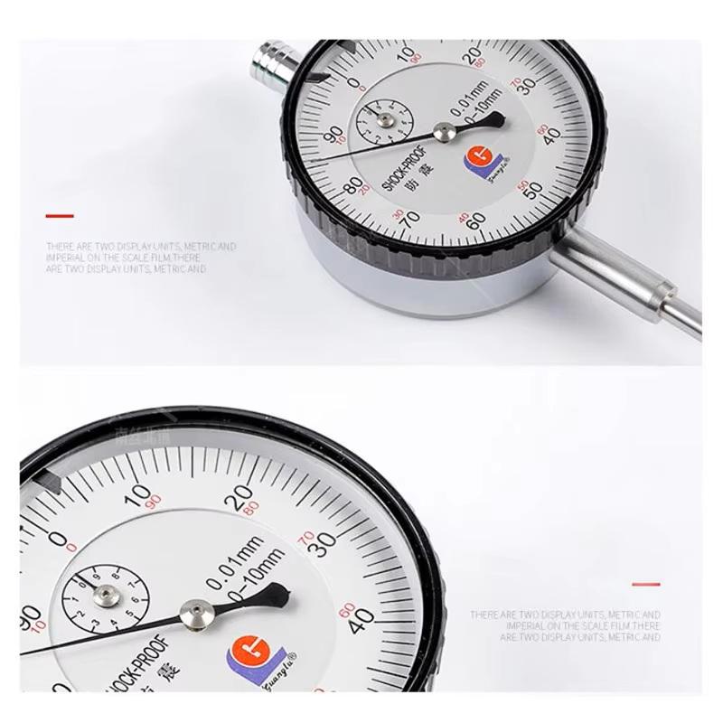 GUANGLU Dial Indicator 0-10/50mm 0.01mm Shock-Proof Dial Test Gauge Mechanical with Lug Back Precision Micrometer Measuring Tool