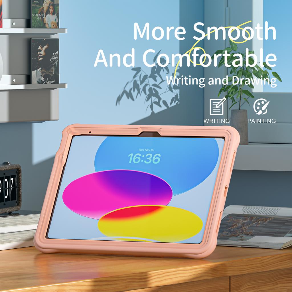 For iPad (2025)/10.9 (2022) Case with Shoulder Strap Kickstand Cute Dog PC+Silicone+TPU Tablet Cover