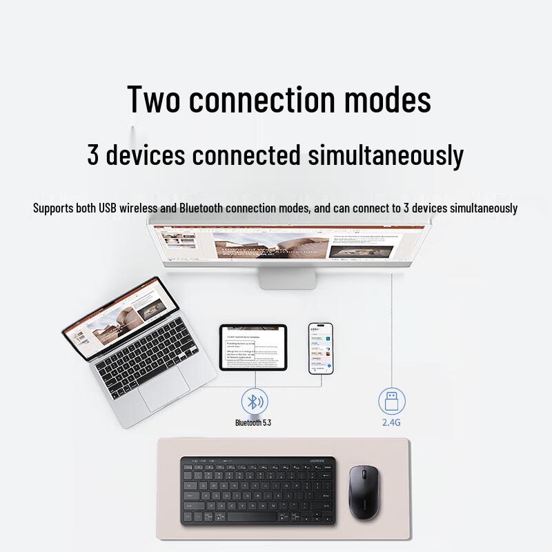 UGREEN K551 Dual-Mode Wireless Bluetooth Membrane Keyboard