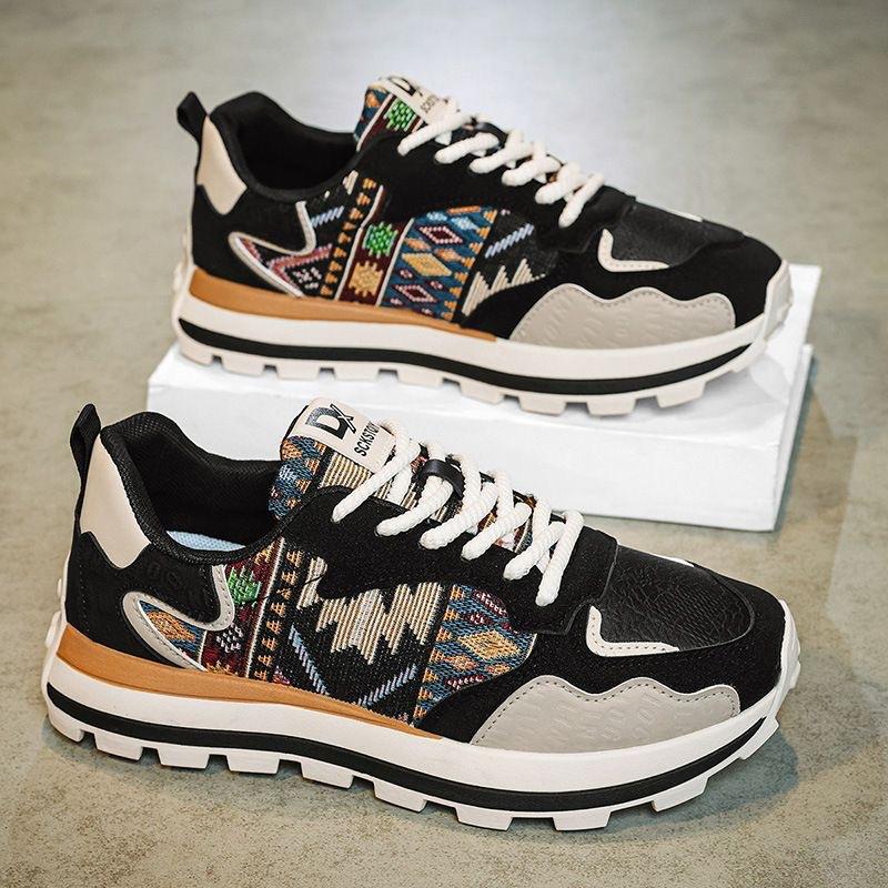Мужская обувь Весенняя повседневная обувь Вышитые мужские кроссовки Модная универсальная обувь с принтом Обувь для скейтборда