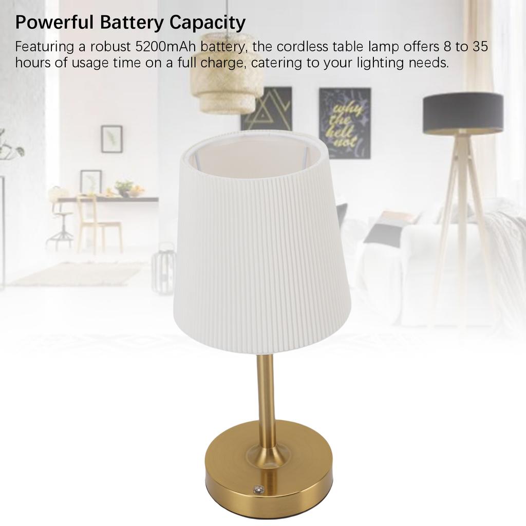 Cordless LED Table Lamp Touch Control Stepless Dimmable E12 Rechargeable Bedside Table Lamp for Nightstand Living Room