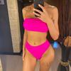 Sexy Bandeau High Leg Cut Female Swimsuit High Waist Bikini Women Swimwear Two-pieces Bikini Set Bather Bathing Suit Swim