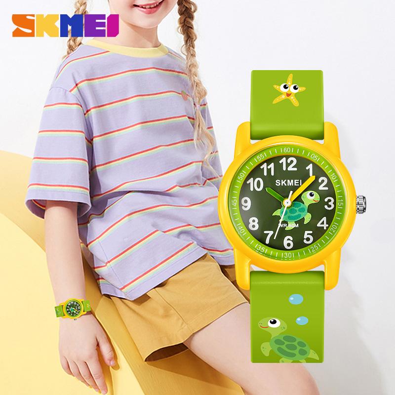 SKMEI 2157 50m Waterproof For Girls Boys Gift Cute Animal Clock Easy Read Children TPU Quartz Wristwatch Sports Kids Watches
