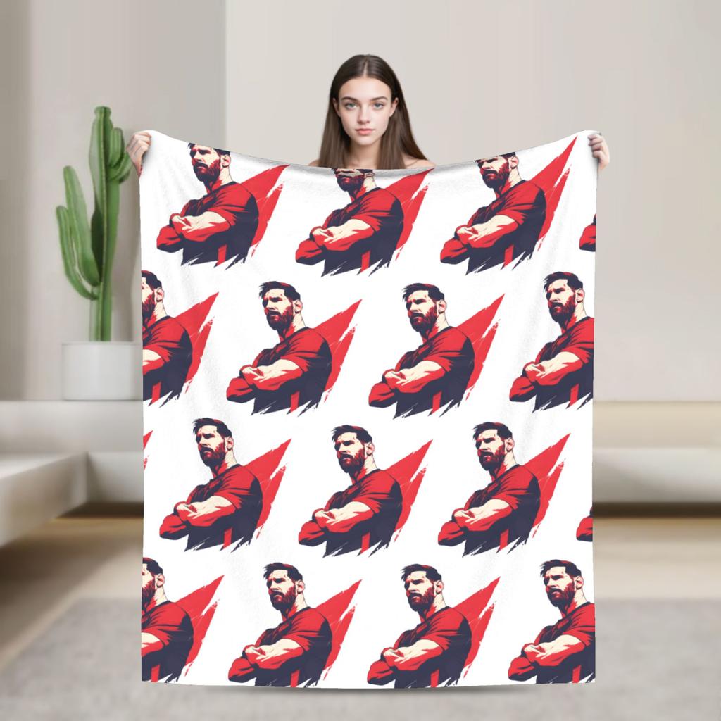 Football Messis Blankets Flannel Printed Multifunction Super Soft Throw Blanket for Bed Bedroom Quilt