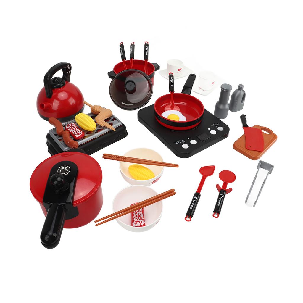 Детский игровой набор кастрюль, ролевая игра, готовка, воображаемые пластиковые кухонные игрушки, красные