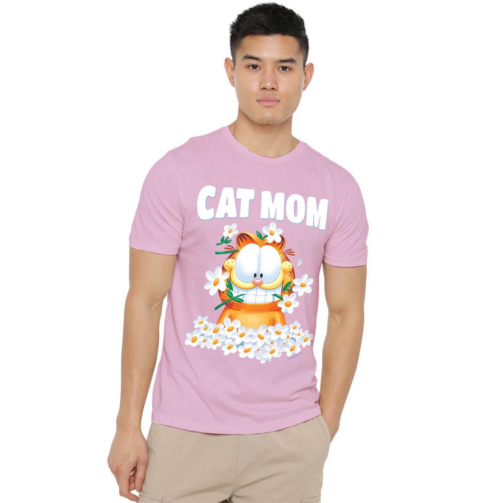 Garfield Mother'S Day Cat Mom Flowers T Shirt S-4XL Pink