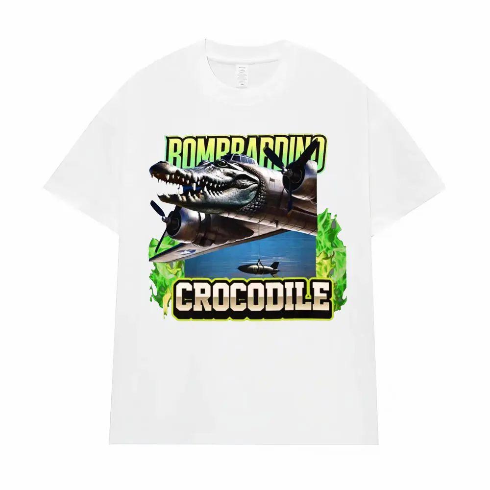 Bombardino Crocodilo Meme T-Shirt Men Women Short Sleeve Cotton Tees Funny Graphic T-shirt Y2k Outfit Summer Tops Men's Clothing
