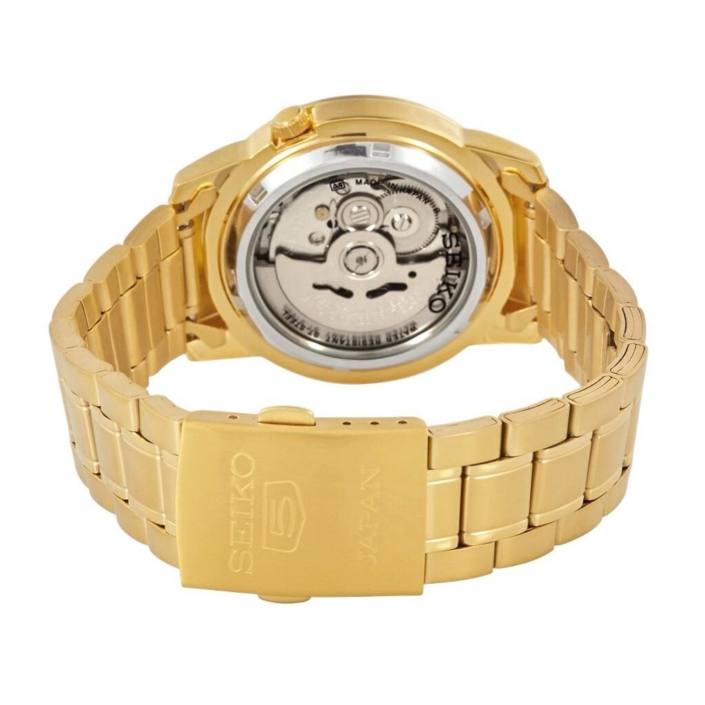 Seiko Автоматические мужские часы SNKK40J1 из нержавеющей стали с черным циферблатом, 5 золотых тонов, 21 камень