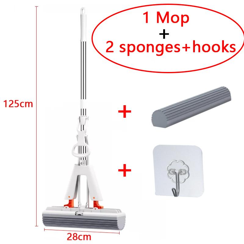 Сжатая самоосушающаяся резиновая хлопковая швабра Hand Free Magic самоочищающаяся плоская швабра многоразовая губка бытовой инструмент для уборки пола