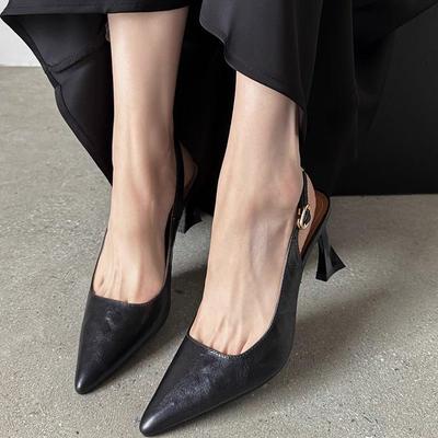Баотоу босоножки на тонком высоком каблуке женские с острым носом 2025 весна и лето новая французская ретро леди тонкие туфли для работы