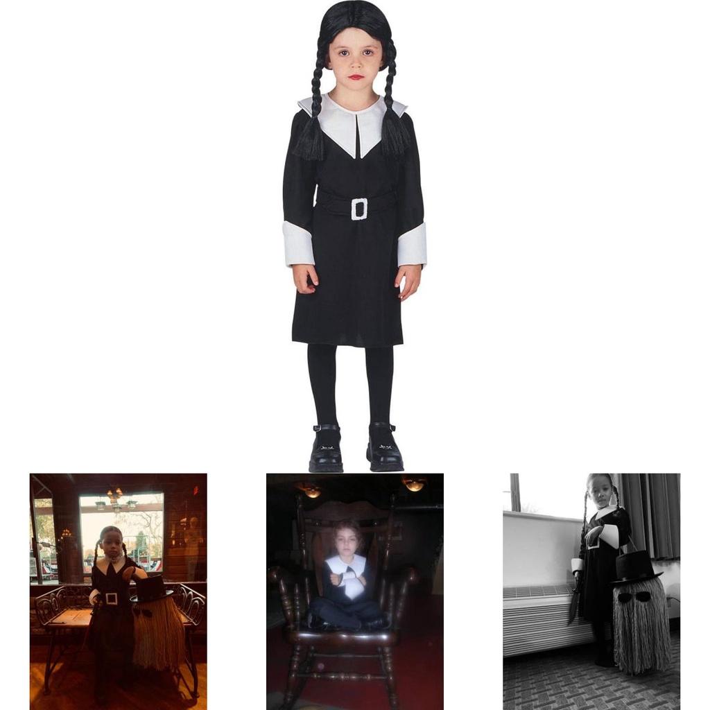 Семейка Аддамс Среда Черное Платье Готический Костюм Для Детей Возраста 3-12 лет