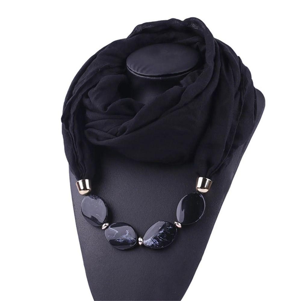 1Pcs Cotton Linen Necklace Scarf Resin Pendant Head Scarves  Costume Bead Decoration Accessories