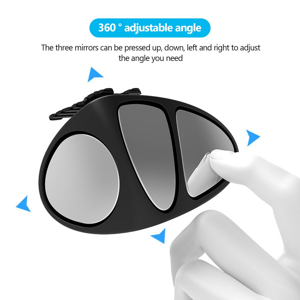 1 Pcs 3 In 1 360 Degree Rotation Three Sided Blind Spot Mirror Reversing Blind Spot Convex Mirror, Right & Left