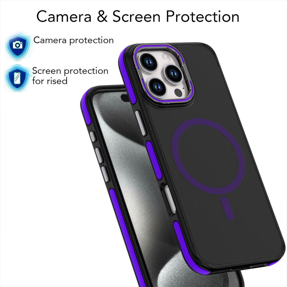 Чехол Magsafe Magnet Wireless Charging Case для iPhone 16 Pro Max 15 14 13 12 11 с металлическим держателем, жесткой защитой, подставкой для камеры, противоударным защитным чехлом