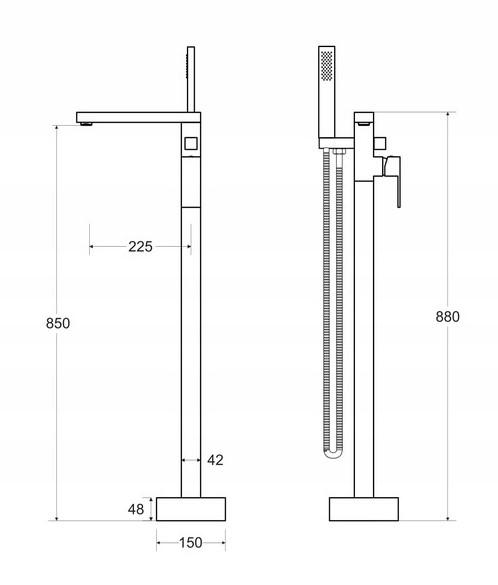 Besco MODERN I black floor-standing bathtub faucet