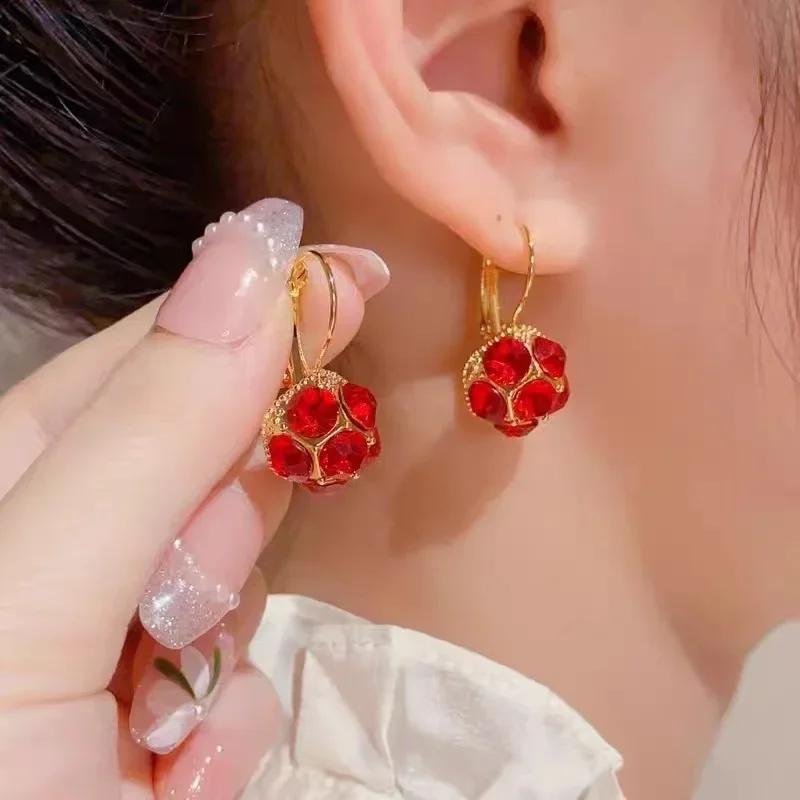 New Fashion Trend Unique Design Elegant Exquisite Light Amethyst Round Earrings for Women Jewelry Party Premium Gift Wholesale