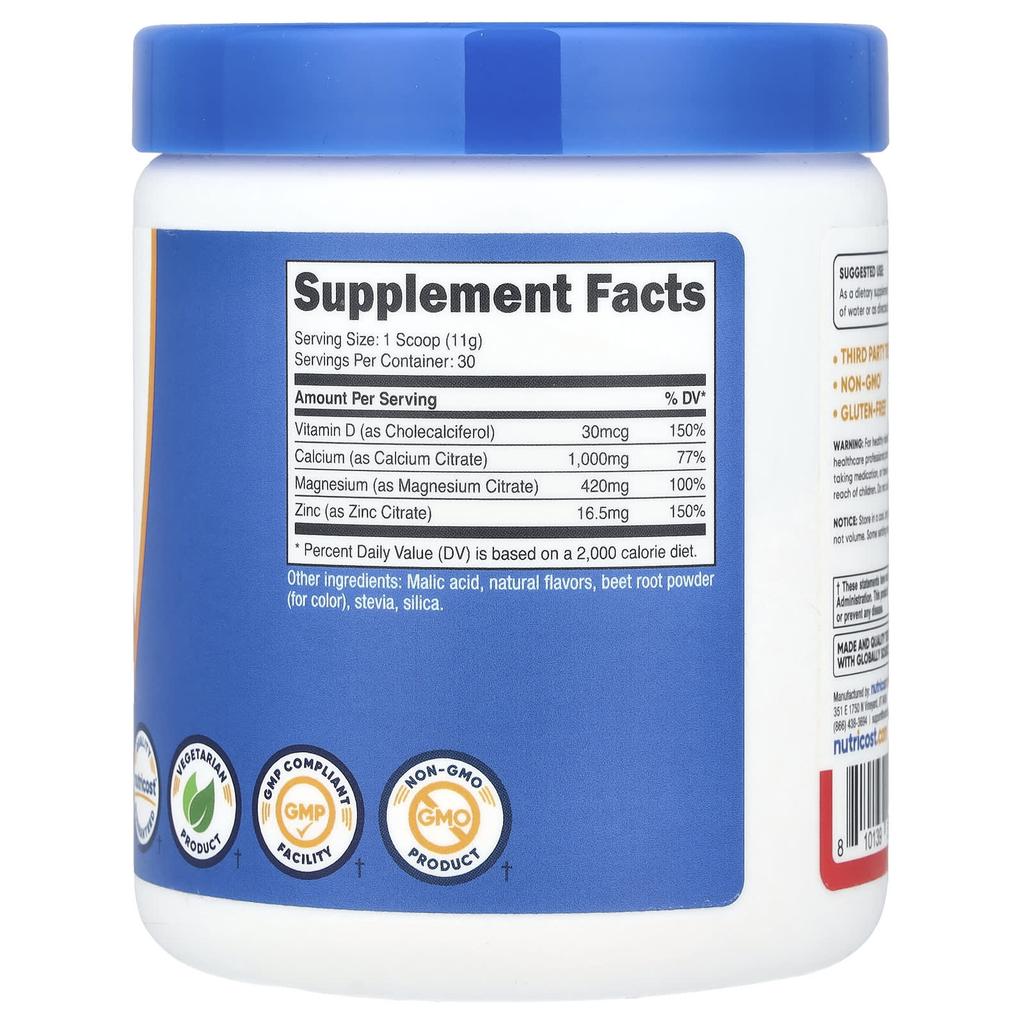 Витамин D3 с кальцием, магнием и цинком, фруктовый пунш, 336 г (12oz)