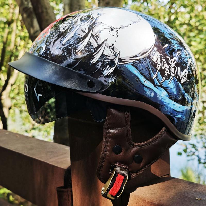 Vintage-Style Motorcycle Half Helmet DOT ECE Approved Cruiser Harley Scooter Riders Men Women ABS Shell