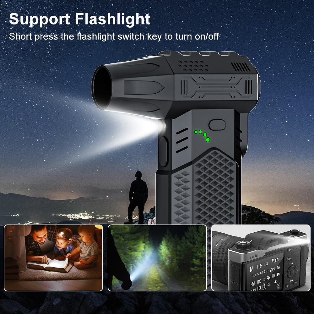 Электрический воздуходув 400000 об/мин Мощный вентилятор Выдув и всасывание 2 в 1 Портативный турбо-вентилятор Выдув снега Чистящий воздуходув Инструмент B002 Зарядка Type-C