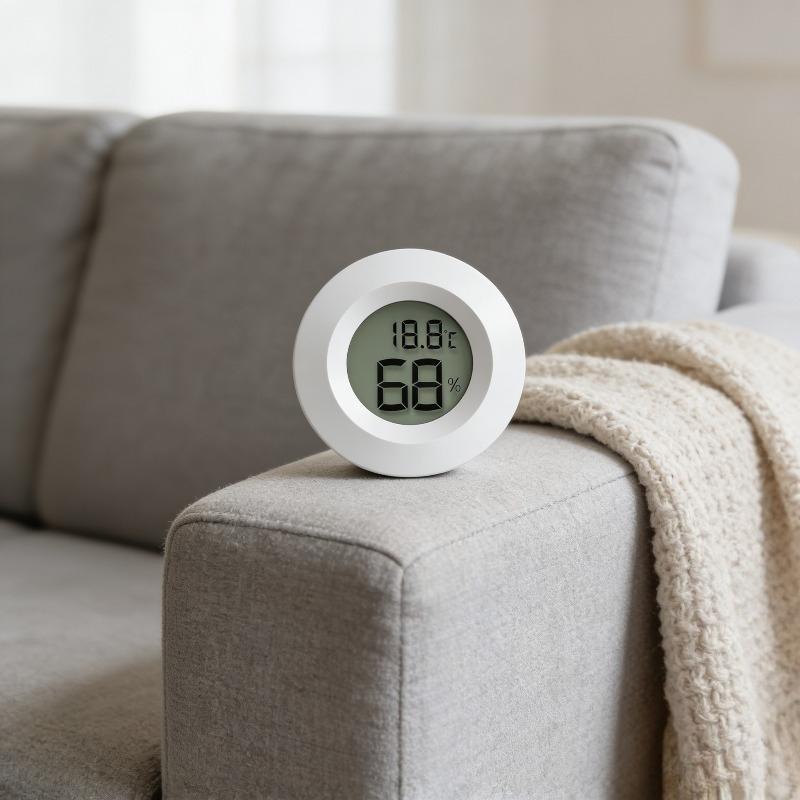 NEW Mini Hygrometer Thermometer Fahrenheit or Celsius Meter Digital LCD Monitor Indoor Room Round Humidity Temperature Gauge 2