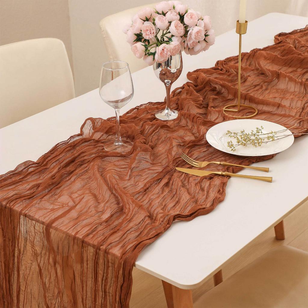 Cheese Cloths Table Runner,70'' Boho Table Cloth Decorations For Party, Baby Shower, Wedding And Farmhouses, Fabric Room Decor