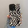Fashion Wrinkle Zebra Stripe Leather Phone Case For iPhone 13 14 15 16 Pro Max 11 12 Mini Soft Silicone Shockproof Full Cover