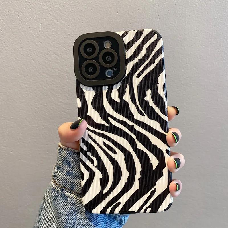 Wrinkle NEW Zebra Stripe Phone Case For iPhone 14 13 15 Pro Max 7 8 Plus X XR XS 11 12 Mini Soft Silicone Shockproof Full Cover