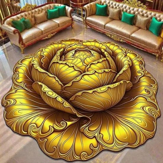 3D Визуальный Ковер с Цветами Неправильной Формы Цветочный Ковер Абсорбирующий Противоскользящий Напольный Коврик Моющийся Ковер для Спальни для Кухни Ванной Прихожей Патио