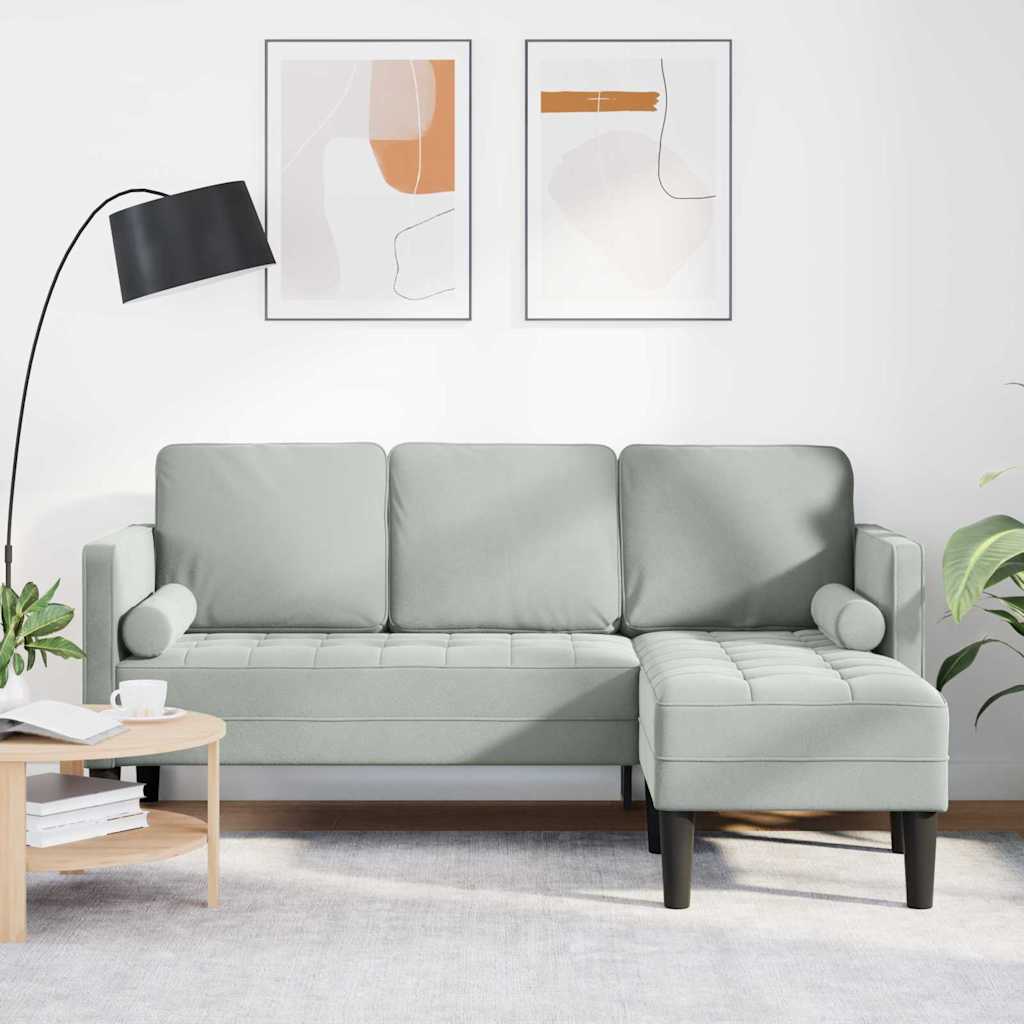 Sofa Set with Cushions Light Grey Polyester
