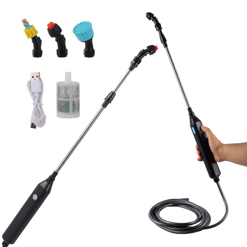 Portable Electric Handheld Sprayer Gardening Irrigation Tool USB 2400mAh Rechargeable Telescopic Handle 3 Nozzle 2/3/5M Hose