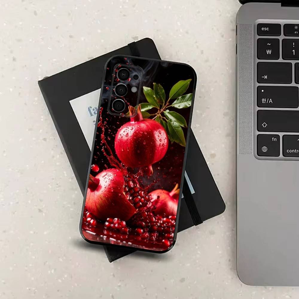Вкусный Фруктовый Гранат Для Samsung Galaxy A53,31,52,72,41,Note,J7,8,9,5G,22,73,32,71, Мягкий Черный Силиконовый Чехол