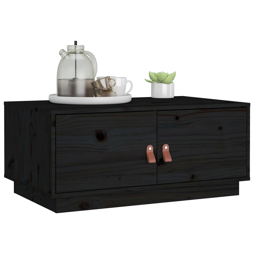 Vidaxl Stolik Kawowy, Czarny, 80X50X35 Cm, Lite Drewno Sosnowe
