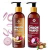 Grandeur Onion Oil for Hair And Onion Shampoo For Hair Growth With Red Onion Extract And Essential Ingredients (200ml Each)